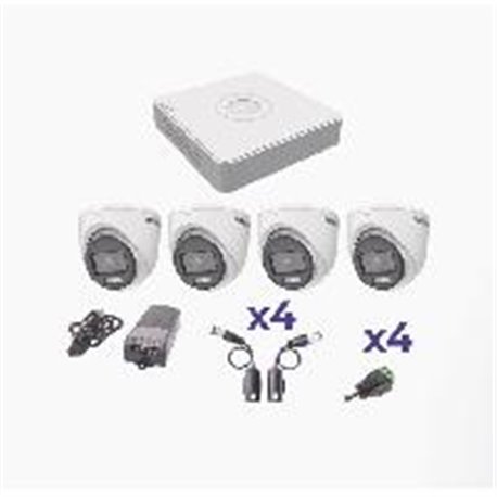 KIT COLORVU HIKVISION KH1080PL4EC TURBOHD 1080PLITE / DVR 4 CANALES / 4 CAMARAS EYEBALL (EXTERIOR) / TRANSCEPTORES / CONECTORES 