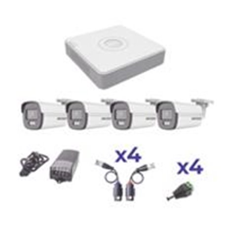 KIT COLORVU HIKVISION KH1080PL4BC TURBOHD 1080P LITE / DVR 4 CANALES / 4 CAMARAS BALA (EXTERIOR 2.8 MM) / TRANSCEPTORES / CONECT