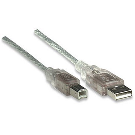 CABLE MANHATTAN PARA IMPRESORA USB A-B 3M PLATA