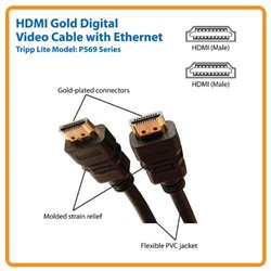CABLE TRIPPLITE HDMI P569-006 DE ALTA VELOCIDAD CON ETHERNET 1.83M Ultra HD 4K x 2K Video Digital con Audio M/M