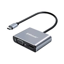DOCKING STATION BROBOTIX 4 EN 1 USB V3.0 TIPO C A VGA/ HDMI/ USB V3.0/ USB TIPO C PLATA