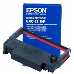 CINTA EPSON ERC-38BR BICOLOR NEGRO SOBRE ROJO TMU200D/TM300/TMU370/TMU375/TM-U375