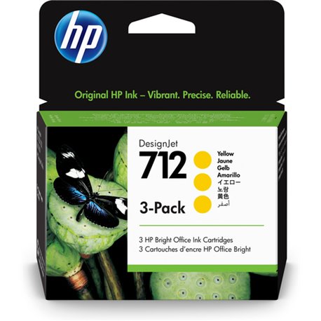 TINTA HP LF 712 3ED79A AMARILLO DESIGNJET T210 / T230 29ML (3-PACK)
