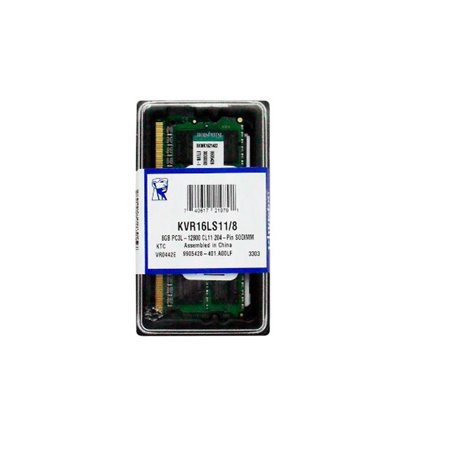 SODIMM KINGSTON 8GB DDR3 1600MHZ BAJO VOLTAJE MODELO KVR16LS11/8WP
