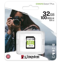 MEMORIA KINGSTON 32GB SD CANVAS SDHC SELECT PLUS 100R C10