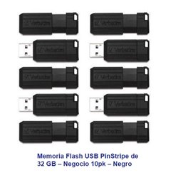 MEMORIA VERBATIM USB 32GB PAQUETE DE 10 MICROBAN NEGRAS