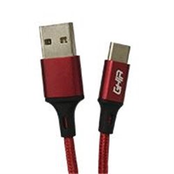 CABLE USB TIPO C GHIA NYLON COLOR ROJO DE 1M