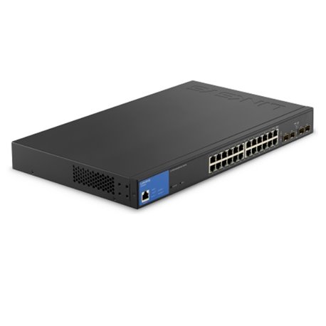 SWITCH ADMINISTRABLE LINKSYS LGS328PC 24 PUERTOS GIGABIT PoE+ 802.3af MAX 250W 4 PUERTOS SFP RED AVANZADA QoS