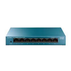 SWITCH TP-LINK LS108G METALICO ESCRITORIO/MONTAJE PARED 8 PTOS 10/100/1000M NO ADMINISTRABLE GREEN ETHERNET