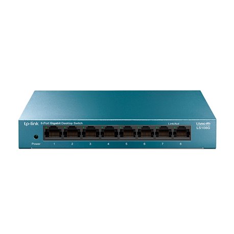 SWITCH TP-LINK LS108G METALICO ESCRITORIO/MONTAJE PARED 8 PTOS 10/100/1000M NO ADMINISTRABLE GREEN ETHERNET