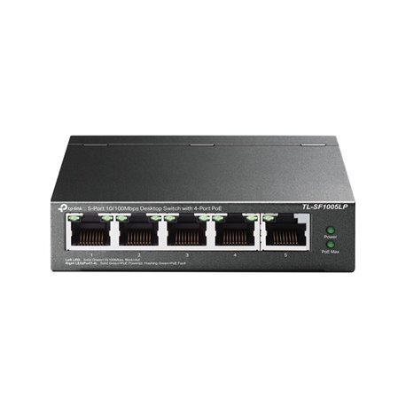 SWITCH TP-LINK TL-SF1005LP METALICO ESCRITORIO 5 PTOS 10/100M (4 PTOS PoE 802.3af MAX 41W) MODO EXTENSION CABLEADO