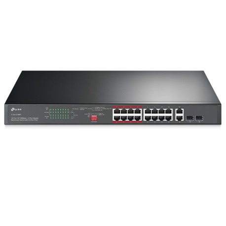 SWITCH TP-LINK TL-SL1218MP V2 NO ADMINISTRABLE 16 PUERTOS 10/100 PoE+ MAX 194W 2 PTOS RJ45 GIG + 2 PTOS SFP COMBO