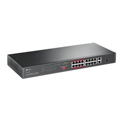SWITCH TP-LINK TL-SL1218P NO ADMINISTRABLE 16 PUERTOS 10/100 PoE+ (MAX 150W) 2 PTOS RJ45 GIGABIT + 1 PTO SFP COMBO
