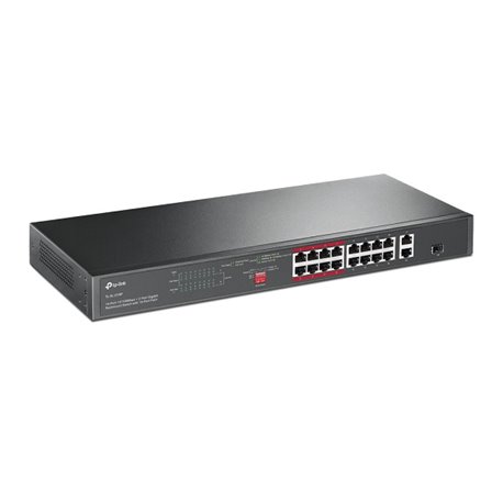 SWITCH TP-LINK TL-SL1218P NO ADMINISTRABLE 16 PUERTOS 10/100 PoE+ (MAX 150W) 2 PTOS RJ45 GIGABIT + 1 PTO SFP COMBO