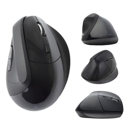 MOUSE INALAMBRICO PERFECT CHOICE VERTICAL ERGONOMICO NEGRO USB