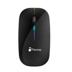 MOUSE NEXTEP INALAMBRICO RECARGABLE DELGADO/SILENCIOSO RGB 1600 DPI NEGRO NE-412N