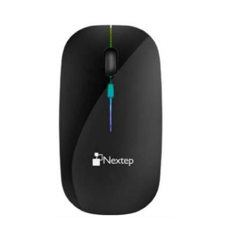 MOUSE NEXTEP INALAMBRICO RECARGABLE DELGADO/SILENCIOSO RGB 1600 DPI NEGRO NE-412N