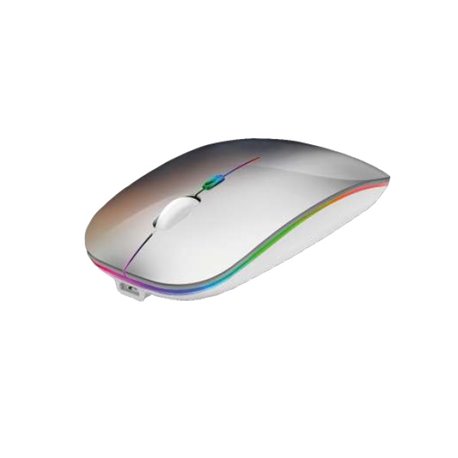 MOUSE NEXTEP INALAMBRICO RECARGABLE DELGADO/SILENCIOSO RGB 1600 DPI PLATA NE-412P