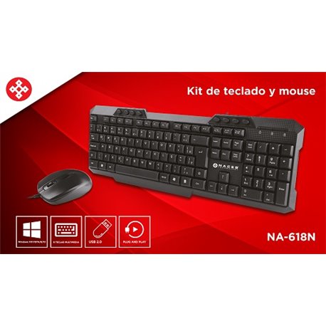 KIT TECLADO Y MOUSE NACEB ALAMBRICO NEGRO NA-618 USB