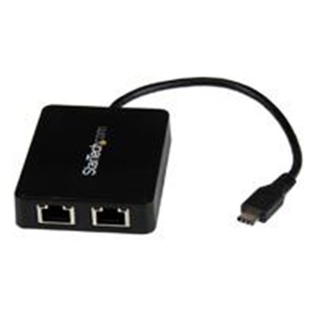 ADAPTADOR DE RED USB-C CON DOS PUERTOS ETHERNET GIGABIT Y PUERTO ADICIONAL USB (TYPE-A) - STARTECH.COM MOD. US1GC301AU2R