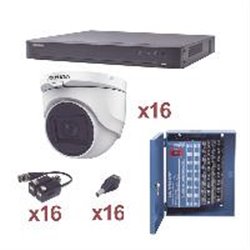 KIT TURBOHD 1080P HIKVISION KH1080P16DW DVR 16 CANALES / 16 CMARAS TURRET CON AUDIO INTEGRADO EXTERIOR 2.8 MM / TRANSCEPTORES / 
