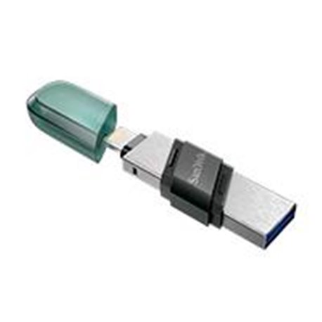MEMORIA SANDISK 128GB IXPAND FLASH DRIVE FLIP PARA IPHONE/IPAD LIGHTNING/USB 3.1 METÁLICA CON TAPA DE PLÁSTICO