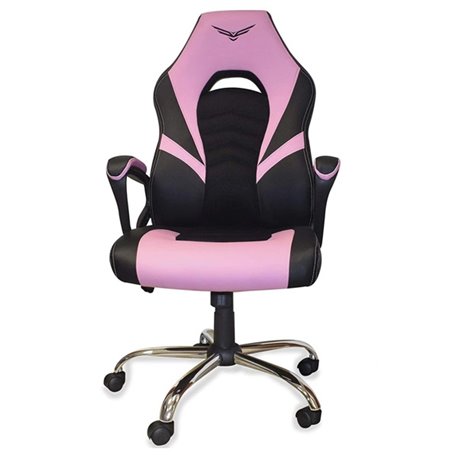 SILLA GAMER NACEB NA-0935RS TITAN ROSA/NGO VINIL/MALLA NYLON ALTURA Y RESPALDO AJUSTABLE