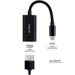 ADAPTADOR ACTECK USB C A HDMI SHIFT PLUS AH440 PARA VIDEO HASTA 4K MACHO HEMBRA