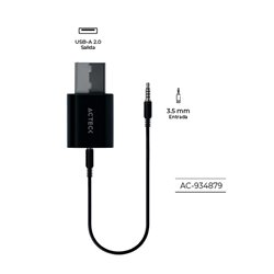 ADAPTADOR ACTECK USB A/BLUETOOTH SHIFT NANO RTX450 TIPO DONGLE BLUETOOTH 5.0 + AUX 3.5MM