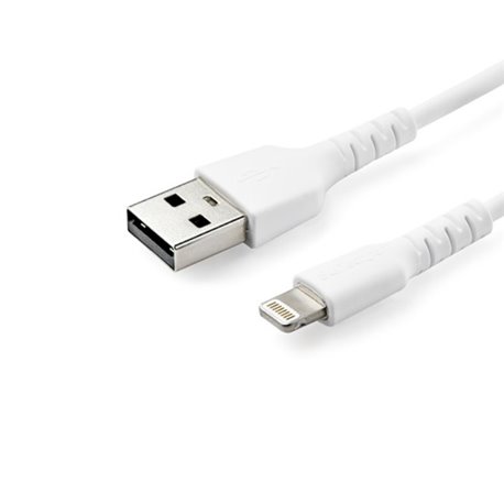 CABLE STARTECH 1M BLANCO USB-A A LIGHTNING RESISTENTE CERTIFICADO APPLE MFI RUSBLTMM1M
