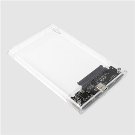 GABINETE ACTECK ENCLOSURE HDD ARMOR HC430 CLEAR 2.5 USB C+ SATA + 2TB + USB A 3.0 + 5GBPS VELOCIDAD