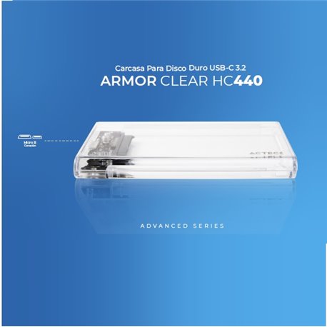 GABINETE ACTECK ENCLOSURE SSD ARMOR CLEAR HC440 2.5 USB C 3.2 + SATA + 2TB + USB A 3.0 + 5GBPS VELOCIDAD