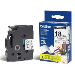 CINTA BROTHER TZE141 NEGRO-TRANSPARENTE PRINT TOUCH PT300/310B/330/530 18MM