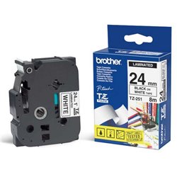 CINTA BROTHER TZe251 NEGRO-BLANCO PRINT TOUCH PT300/310B/330/530 24MM
