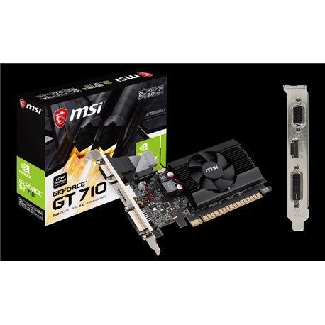 TJ VIDEO PCI EXPRESS 2.0 2GB MSI NVIDIA GEFORCE GT 710 DDR3 DVI-D / D-SUB HDMI 2560X1600 GT 710 2GD3 LP