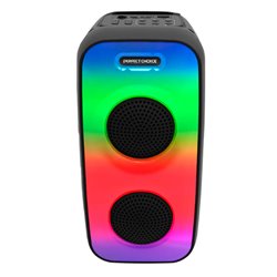 BOCINA PERFECT CHOICE BAFLE INALAMBRICA RGB BLUETOOTH USB MICRO SD RADIO FM NEGRA