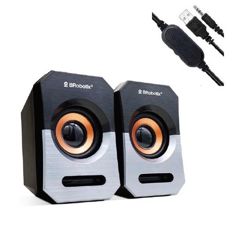 BOCINA BROBOTIX DUAL USB V2.0 NEGRO-PLATA