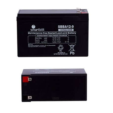BATERIA SMARTBITT SBBA12-9 SELLADA DE REPUESTO PARA NO BREAK 12V/9AH TECNOLOGIA VRLA MEDIDAS 151x65x100mm