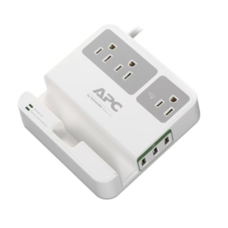 ESTACION DE CARGA SURGEARREST APC P3U3 COLOR BLANCO 3 NEMA 5-15R Y 3 PTOS USB 5V/2.1ATOTAL 1080 JOULES 60Hz