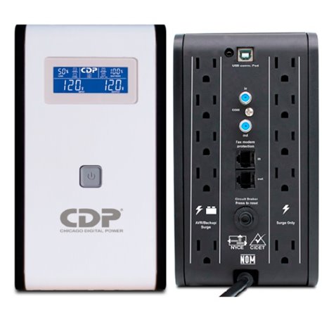 UPS CDP R-SMART2010 - 2.0kVA/ 1.2kW AVR LCD 10 NEMA5-15R (5 C/RESPALDO BAT) 1 PTO USB HASTA 60 MIN DE RESPALDO