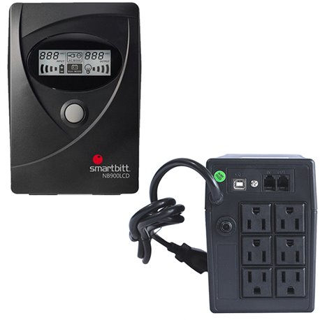 UPS NOBREAK SMARTBITT SBNB900LCD 900VA/450W AVR TORRE 6 NEMA 5-15R CON RESPALDO REGULACION Y SUPRESOR PICOS