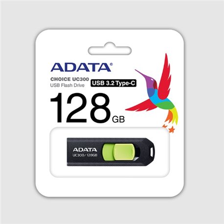 MEMORIA ADATA 128GB USB-C CHOICE UC300 3.2 NEGRO CON VERDE ACHO-UC300-32G-RBKGN