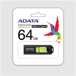 MEMORIA ADATA 64GB USB-C CHOICE UC300 3.2 NEGRO CON VERDE ACHO-UC300-32G-RBKGN