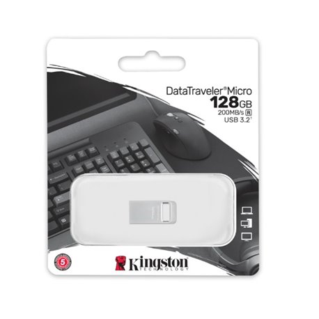 MEMORIA KINGSTON 128GB USB 3.2 GEN 1DATATRAVEL MICRO METAL CASING 200MB/S