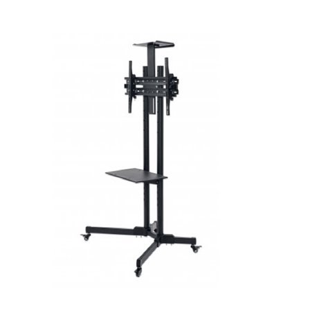 SOPORTE MANHATTAN PARA TV DE CARRITO 32 A 65 PULG 55KG CON INCLINACION ALTURA AJUSTABLE ESTANTES PARA CAMARAS CONSTRUCCION ACERO