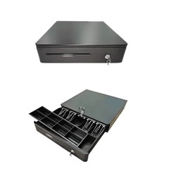 CAJON DE DINERO EVOTEC 5 BILLETES 8 MONEDAS RJ-11 MANUAL Y ELECTRONICA NEGRO