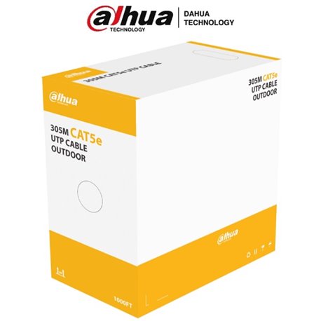 BOBINA DAHUA CABLE UTP CAT5E EXTERIOR 100% COBRE NEGRO / 305 MTS/ CUBIERTA EXTERIOR MDPE ESTANDARES ANSI/TIA 568-C.2/