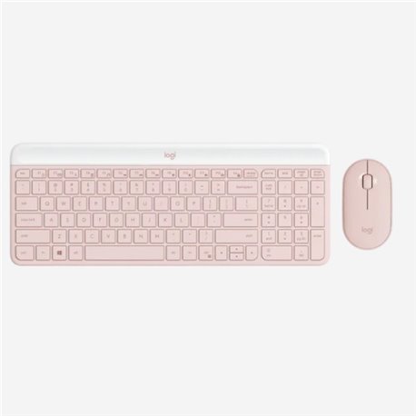 KIT TECLADO Y MOUSE LOGITECH INALAMBRICO MK470 ROSE ULTRA DELGADO