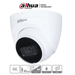 CAMARA DAHUA DOMO 4K/ 8 MPX LENTE 2.8MM IR 40 MTS PLASTICO EXTERIOR HAC-HDW1801TQN-A 106 GDS DE APERT CON MICROFONO