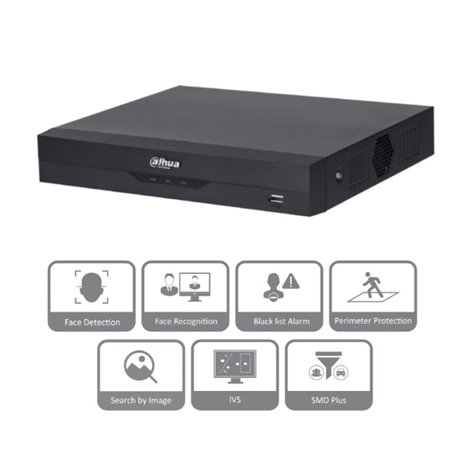 NVR DAHUA 8 MPX 4k 4 CANALES IP/ WIZSENSE / 4 PUERTOS POE / H265+/ RENDIMIENTO DE 80 MBPS RECONOCIMIENTO FACIAL 1 BAHIA